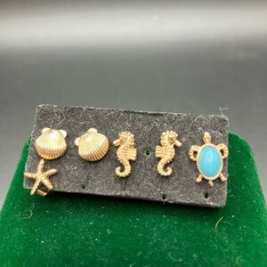 Gold tone Sea Life Stud Earrings Collection